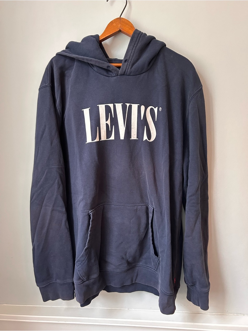 Levi's Standard Fit Vtg Blue Jersey Lined Pocket Pullover Hoodie Adult Size XL